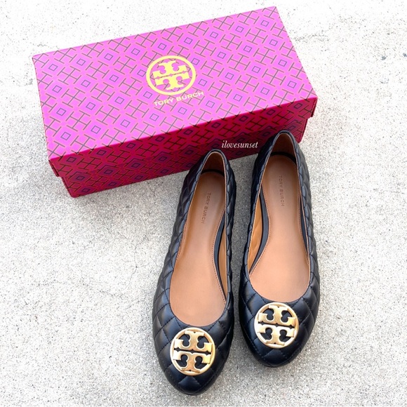 Tory Burch Shoes - {Tory Burch} Chelsea Quilted Ballet Flats - Perfect Black with Gold Logo